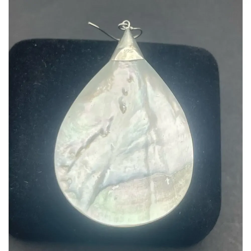 Mother of Pearl Purple Jade Gemstone Earrings MOP 925 French Wire Hook 2.4